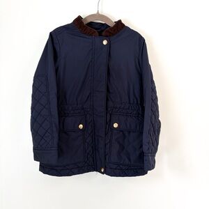 Crewcuts Quilted Jacket Size 4/5 Navy Fleece Lined Corduroy Collar